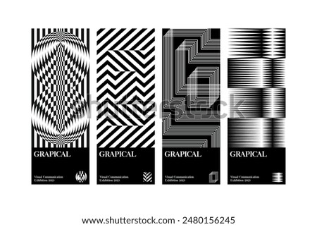 Ticket banner pattern graphic design set black white abstract geometric stylish artwork unique modern patterns collection concept business exhibition annual poster cover flyer card background layout