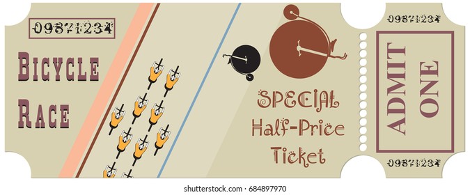 Ticket for a bicycle race, an old-style ticket