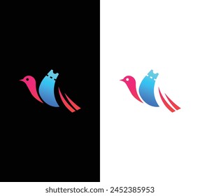 Ticket bird logo design vector. colorful bird logo