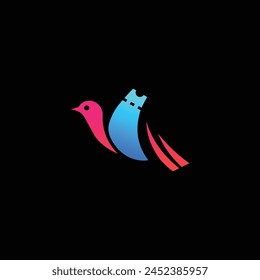 Ticket bird logo design vector. colorful bird logo