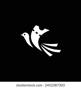 Ticket bird logo design vector. flying bird logo design