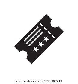 Ticket - black icon on white background vector illustration for website, mobile application, presentation, infographic. Concept sign. Graphic design element. 