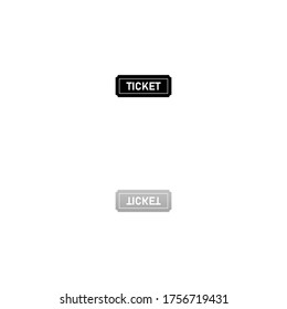 Ticket. Black symbol on white background. Simple illustration. Flat Vector Icon. Mirror Reflection Shadow. Can be used in logo, web, mobile and UI UX project