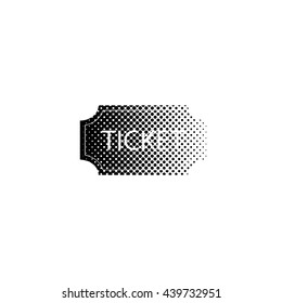 ticket - black vector icon;  halftone illustration