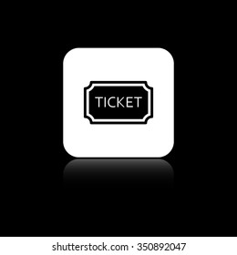 ticket - black vector icon on the white button