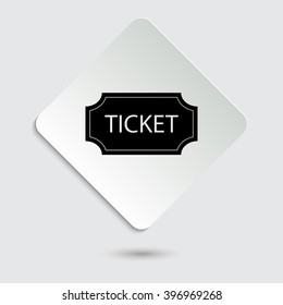 ticket - black vector icon  on a paper button