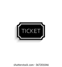 ticket - black vector icon  with shadow