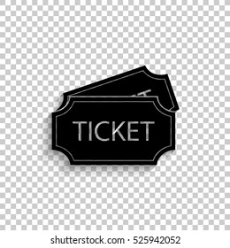 ticket - black vector  icon with shadow
