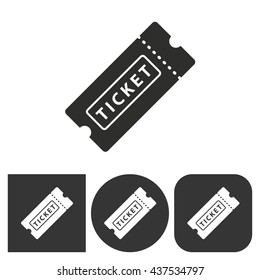 Ticket - black and white icons. Vector illustration.