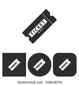 Ticket - black and white icons. Vector illustration.