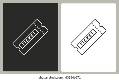 Ticket - black and white vector icons. Illustration isolated for graphic and web design.