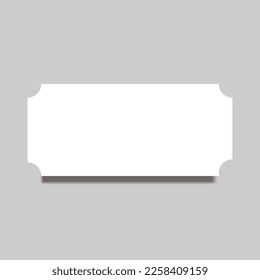 ticket blank template realistic mockup on gray background