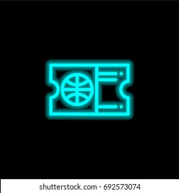 Ticket blue glowing neon ui ux icon. Glowing sign logo vector