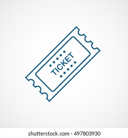 Ticket Blue Line Icon On White Background