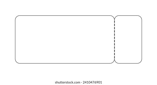 Ticket for boarding on airplane, concert, cinema, museum, festival, theater, circus, exhibition. Outline raffle or coupon icon isolated on white background. Vector graphic illustration