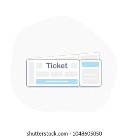 Ticket, boarding pass ticket, air plane travel concept. Vector illustration concept of traveling, tour, trip, voyage. Flat outline icon. High quality isolated sign.