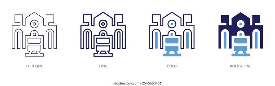 Ticket booking icon in 4 different styles. Thin Line, Line, Bold, and Bold Line. Duotone style. Editable stroke.