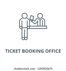 Ticket booking office vector line icon, linear concept, outline sign, symbol