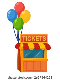 ticket booth in amusement park and retro style circus