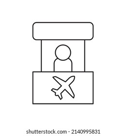 Ticket Booth, icono de estilo de línea de iconos del contador de entradas, estilo aislado en fondo blanco