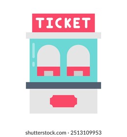 Ticket Booth Flat Icons, Vector illustration