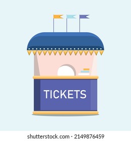 Ticket Booth Icon. Amusement Park. Flat Vector Illustration.