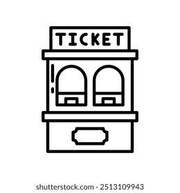 Ícone de contorno de cabine de tíquete, ilustração de vetor