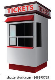 Ticket Booth For The Sale Of Tickets For Attractions And Sports. Vector Illustration.