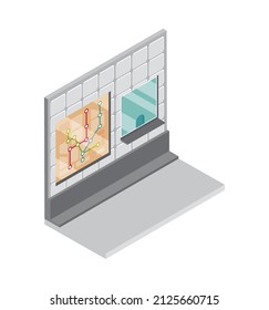 Ticket Booth Subway And Map, Isometric