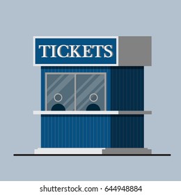 Ticket Booth Vector Flat Design.