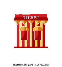 Ticket booth vector illustration on white background. Flat and line style design.