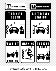 Ticket Booth, Warning,valet Parking