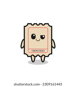 ticket cartoon with an arrogant expression , cute style design for t shirt, sticker, logo element