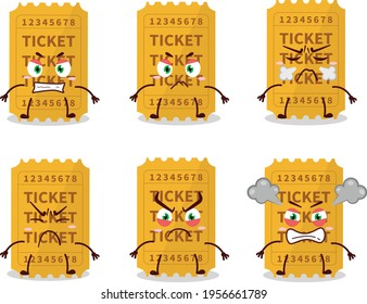 Ticket cartoon character with various angry expressions