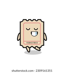 ticket cartoon illustration with a shy expression , cute style design for t shirt, sticker, logo element