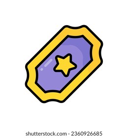 Ticket Cartoon Vector Icon Illustration. Entertainment Icon Concept Isolated Premium Vector. Flat Cartoon Style
