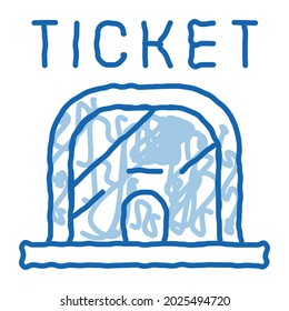 Ticket Casa sketch icon vector. Hand drawn blue doodle line art Ticket Casa Sign. isolated symbol illustration