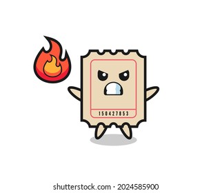 ticket character cartoon with angry gesture , cute style design for t shirt, sticker, logo element