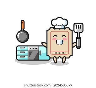 ticket character illustration as a chef is cooking , cute style design for t shirt, sticker, logo element