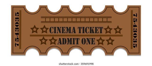 ticket to the cinema brown vintage vector access illustration old retro admit one