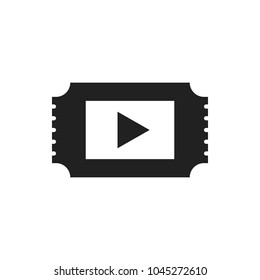 Ticket cinema icon. Minimalistic design. Vector illustration. Play movie icon. Entry ticket icon. 