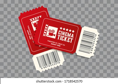 ticket of cinema for movie. 3d paper coupon tickets for theater icon. ticket cinema on isolated background. Pass ticket on film vector illustration