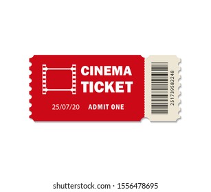 Ticket of cinema for movie. Template red VIP entry pass tickets for theater, festival, cinema on isolated background. Pass ticket on film. 3d paper coupon icon. vector illustration eps10