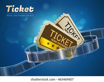 ticket cinema movie theater object on bokeh background