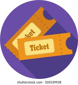 Ticket in cinema, theater, bus, airplane icon flat design