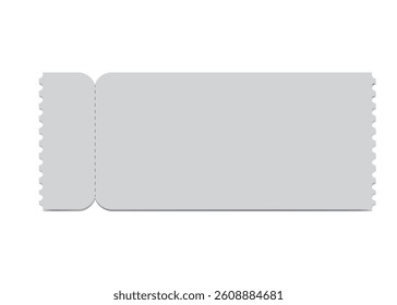 Ticket. Cinema ticket. Vector template. Discount coupon mockup. Train, bus, cinema, lottery, carnival blank ticket for text space. Concert, event, festival accept mockup.