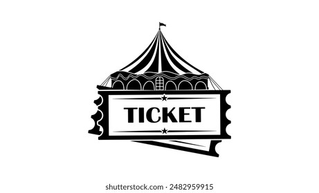 Ticket to the circus, black isolated silhouette