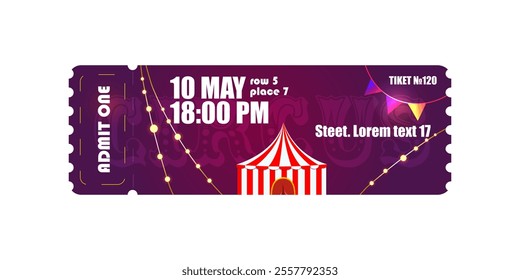 ticket to the circus on a purple background