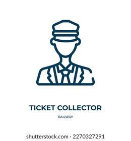 Ticket collector icon. Linear vector illustration from railway collection. Outline ticket collector icon vector. Thin line symbol for use on web and mobile apps, logo, print media.