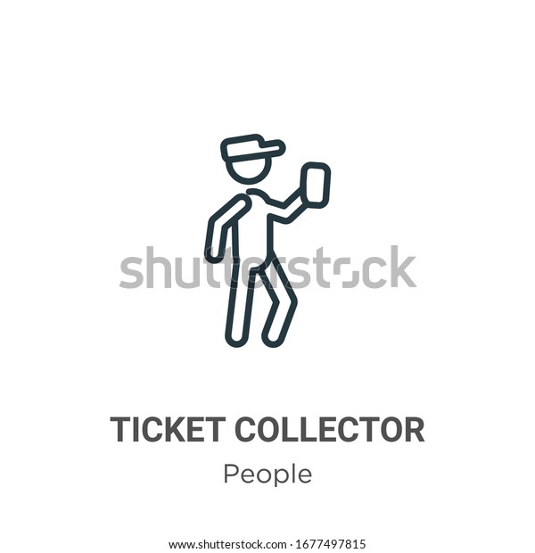 Ticket\
collector outline vector icon. Thin line black ticket collector\
icon, flat vector simple element illustration from editable people\
concept isolated stroke on white\
background